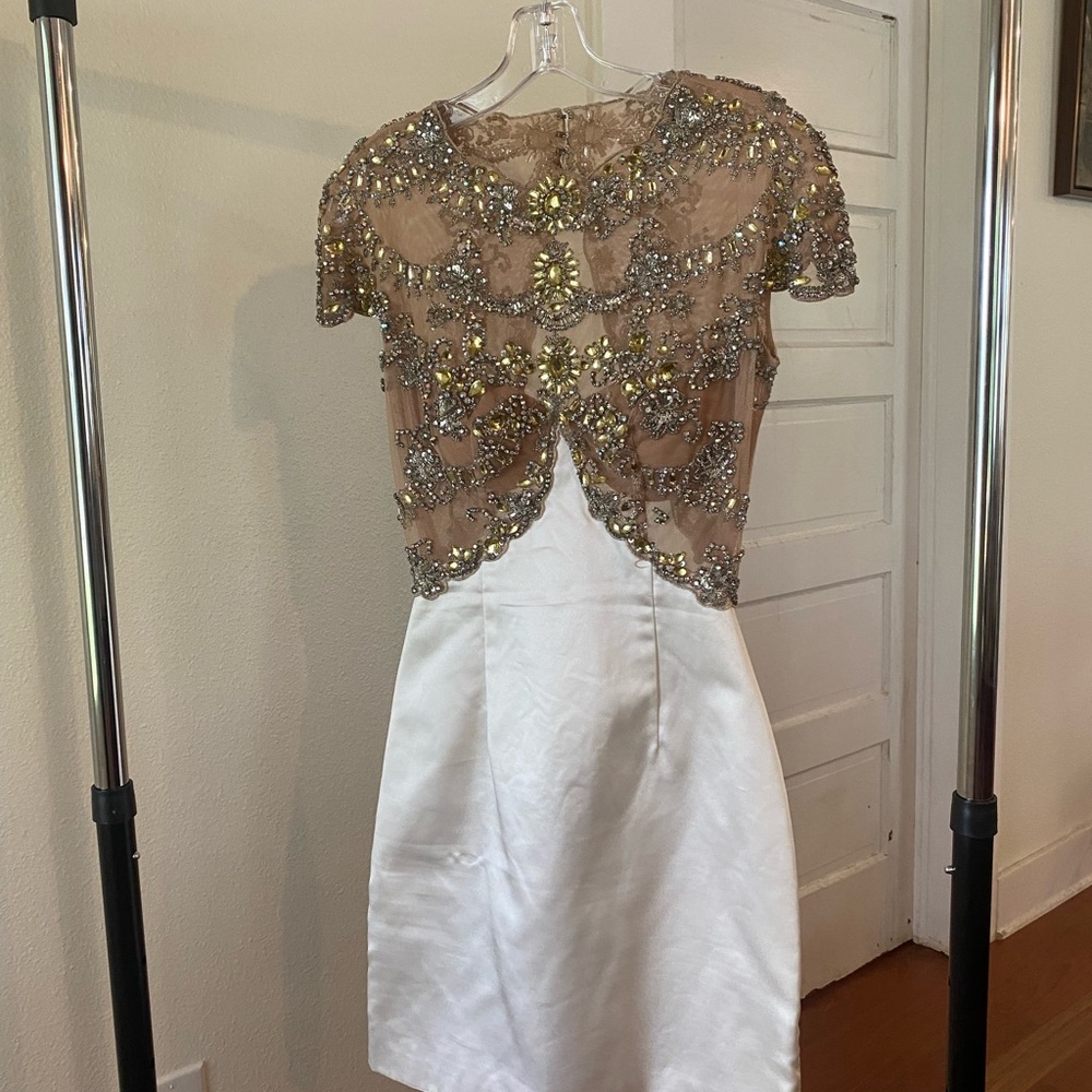 Embellished Sheer Top with White Skirt Dress